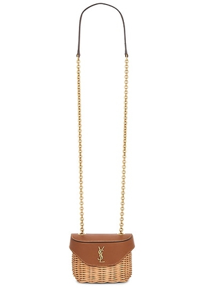 Saint Laurent Micro June Box in Naturale & Brick - Tan. Size all.