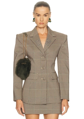 SEROYA Jennifer Blazer in British Plaid - Brown. Size L (also in M, S, XL, XS).