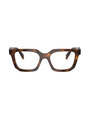 Prada Square Eyeglasses in Juniper Tortoise - Brown. Size all.