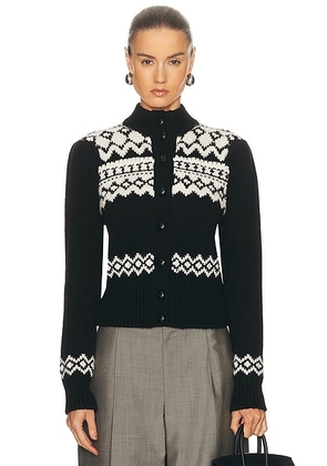 Ralph Lauren Collection Cropped Cardigan in Black & Cream - Black. Size M (also in L).
