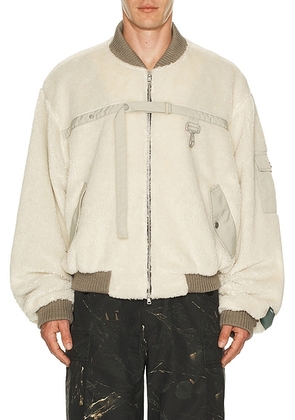 Reese Cooper Sherpa Fleece Bomber Jacket in Cream - Cream. Size L (also in M, S).