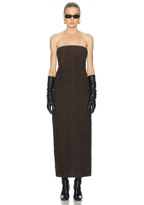 SRG Kim Suede Dress in Chocolate - Chocolate. Size L (also in M, S, XL, XS, XXS).