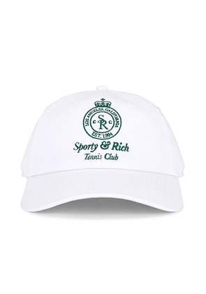 Sporty & Rich Crown Tennis Hat in White - White. Size all.