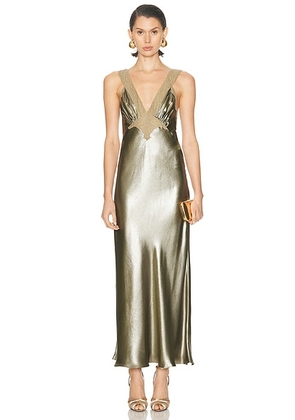 Saint Laurent Long Dress in Kaki Argent - Olive. Size 40 (also in ).