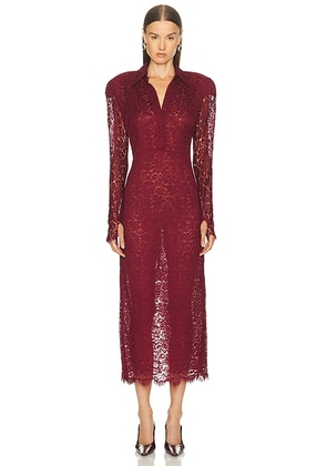 Rowen Rose Lace Long Dress in Bordeaux - Wine. Size 34 (also in 36, 38).
