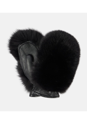 Goldbergh Hill faux shearling and leather mittens