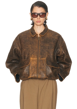 SPRWMN Aviator Jacket in Dark Brown - Brown. Size M (also in S).