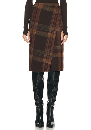 Polo Ralph Lauren Herringbone Midi Skirt in 1926 Brown Plaid Multi - Brown. Size 4 (also in ).