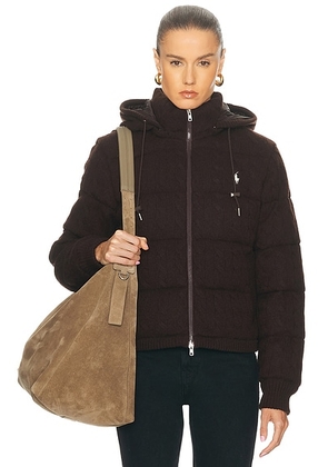 Polo Ralph Lauren Puffer Coat in Walnut Brown Melange - Chocolate. Size L (also in S).