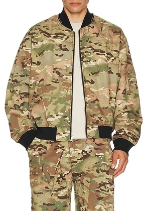 Pleasures Gem Camo Bomber in Camo - Green,Orange. Size L (also in M, S, XL/1X, XXL/2X).