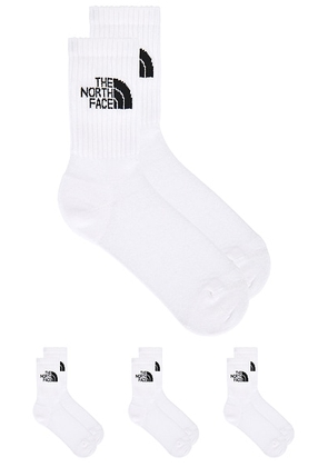 The North Face Everyday Standard Crew Sock 3 Pack in TNF White - White. Size L (also in M, S).