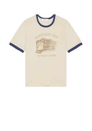 Palmes Remember Ringer T-Shirt in Broken White - White. Size L (also in M, S, XL).