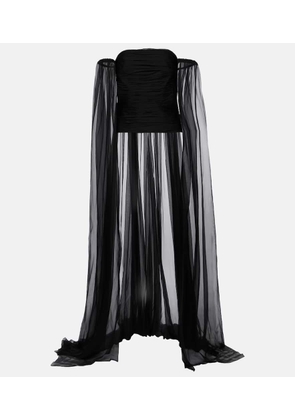 Valentino Caped off-shoulder silk chiffon top