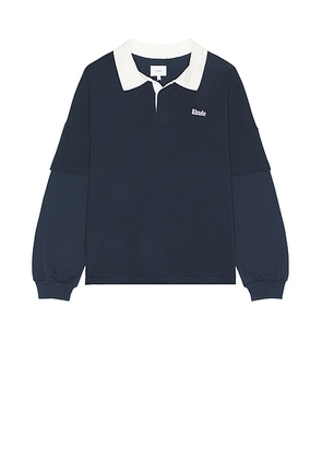 Rhude Layered Pique Polo in Dark Navy & White - Blue. Size L (also in XXL/2X).