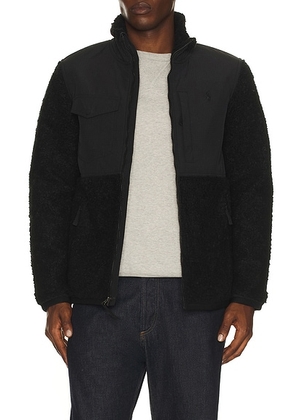 Polo Ralph Lauren Bonded Hi-Pile Full Zip Hybrid Jacket in Black - Black. Size L (also in M, S, XL/1X).