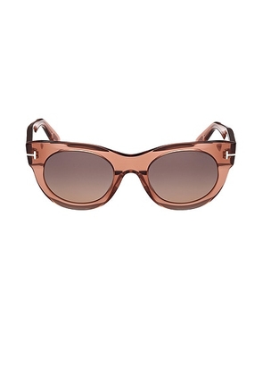 TOM FORD Round Sunglasses in Shiny Terracotta & Plum - Brown. Size all.