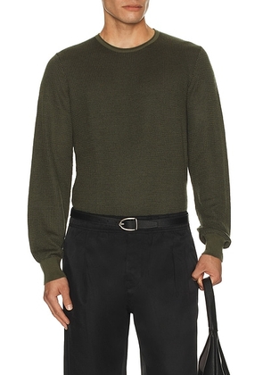 Rag & Bone Gregory Merino Long Sleeve Crew Sweater in Dark Green - Olive. Size L (also in M, S).