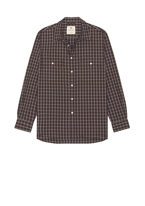 Snow Peak Organic Cotton Ombre Check Shirt in Brown Check - Brown. Size M (also in XL).