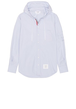 Thom Browne Hooded Straight Fit Long Sleeve Shirt in Light Blue - Baby Blue. Size 1 (also in 2).