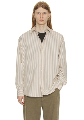 The Row Granada Shirt in Ivory & Beige - White. Size L (also in M, S, XL/1X).