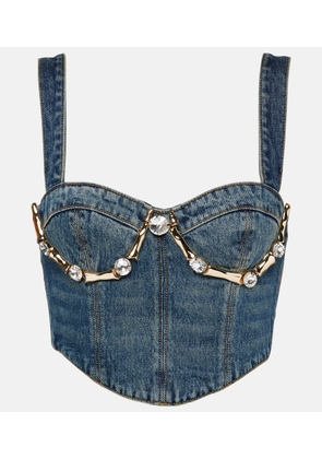 Area Claw embellished denim bustier