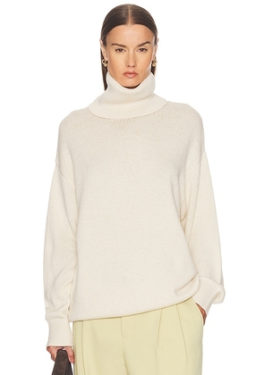 Toteme Longline Turtleneck Sweater in Ecru - Cream. Size L (also in S).