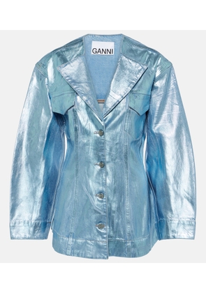 Ganni Foil metallic denim blazer