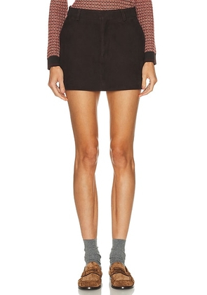 SEROYA Torrance Suede Skirt in Tobacco - Brown. Size L (also in M, S, XL, XS).