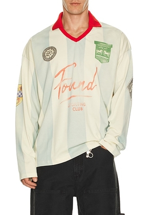 Found Stripe Sport Long Sleeve Jersey in Faded Ocean Blue & Off White - Blue. Size L (also in XL/1X, XXL/2X).