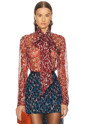 Saint Laurent Long Sleeve Top in Craie Rouge Noir - Red. Size 34 (also in ).