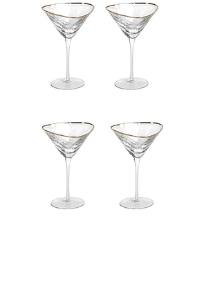 The Favorites Aperitivo Triangular Martini Glasses Set Of 4 in Clear & Gold - Metallic Gold. Size all.