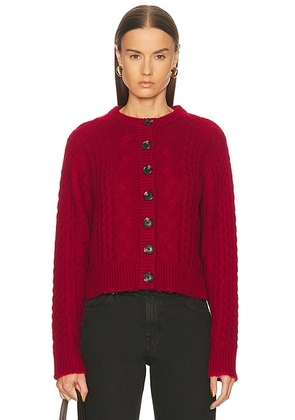RE/DONE Cable Cardigan in Rosso - Red. Size L (also in M, S, XS).