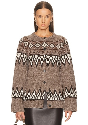 Polo Ralph Lauren Crewneck Cardigan in Mushroom Multi - Brown. Size L (also in XL).