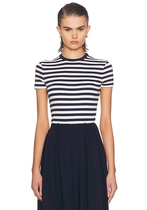 Ralph Lauren Collection Robbin T-Shirt in Cream & Icon Navy - White,Navy. Size L (also in S, XS).