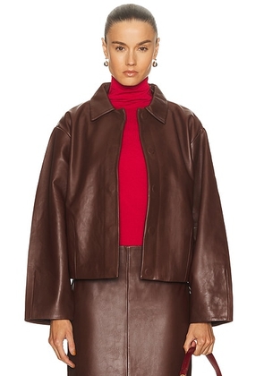 St. Agni Leather Cocoon Jacket in Rum - Chocolate. Size L (also in M, XS).