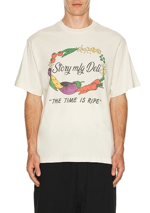 Story mfg. Grateful Tee in Ecru Story Deli - White. Size L (also in S, XL).