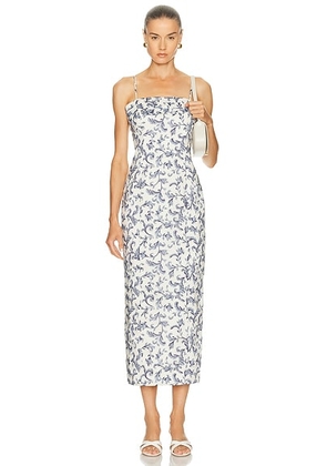 Posse Rue Dress in Blue Baroque - Cream. Size L (also in M, S, XS).