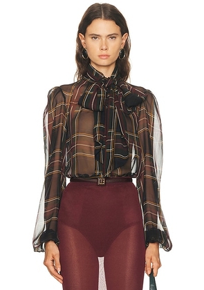 Retrofete Rhianna Blouse in Black Tartan - Black. Size XL (also in M).
