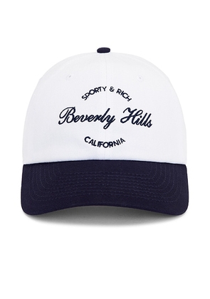 Sporty & Rich Beverly Script Hat in White & Dark Navy - White. Size all.