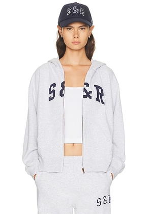 Sporty & Rich Ivy Zip Hoodie in Heather Gray - Grey. Size L (also in M, S, XL, XS).