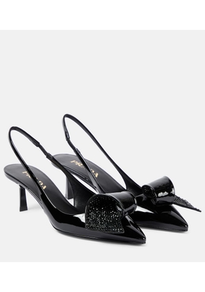 Prada Embellished patent leather slingback pumps