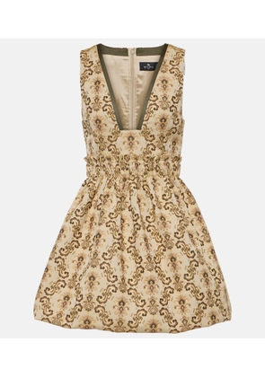 Etro Plunge-neck jacquard minidress