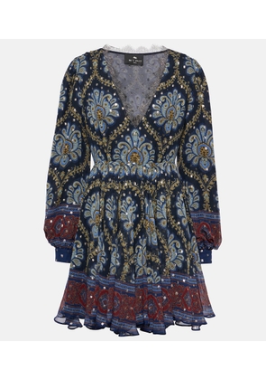 Etro Balloon-sleeve silk jacquard minidress