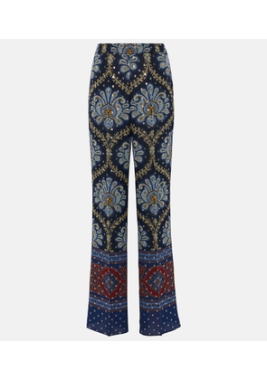 Etro Paisley silk-blend wide-leg pants