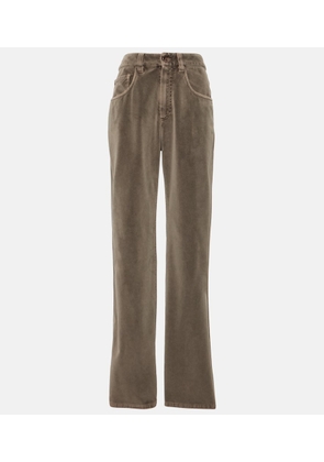 Brunello Cucinelli Mid-rise cotton velvet straight pants