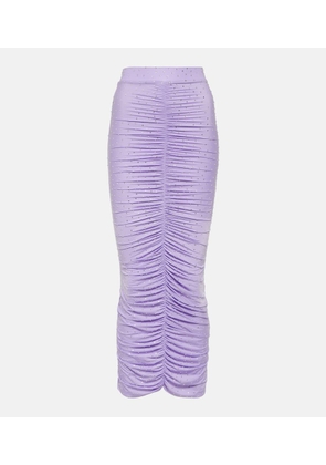 Alex Perry Crystal-embellished ruched midi skirt