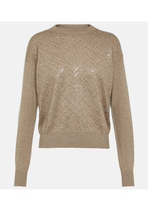 Brunello Cucinelli Embellished wool, cashmere, and silk sweater
