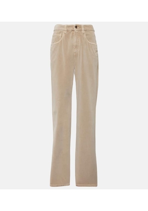Brunello Cucinelli Mid-rise cotton velvet straight pants