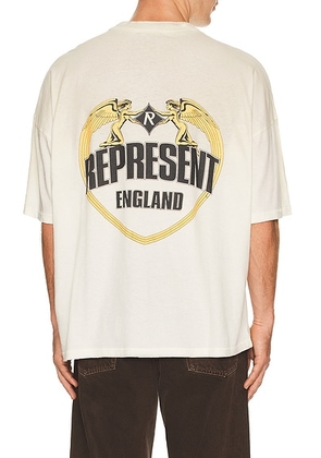 REPRESENT Angel Border Tee in Washed Ecru - White. Size L (also in M, XL/1X).