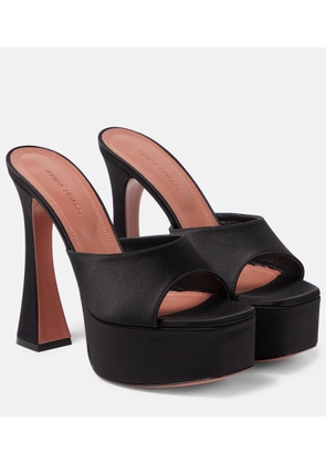 Amina Muaddi Dalida satin platform mules